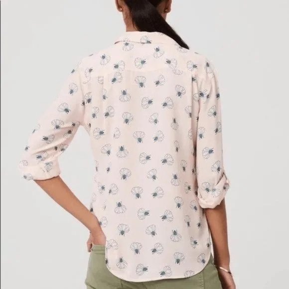 NWT LOFT Pink Lotus Utility Blouse Size XL - Picture 3 of 12